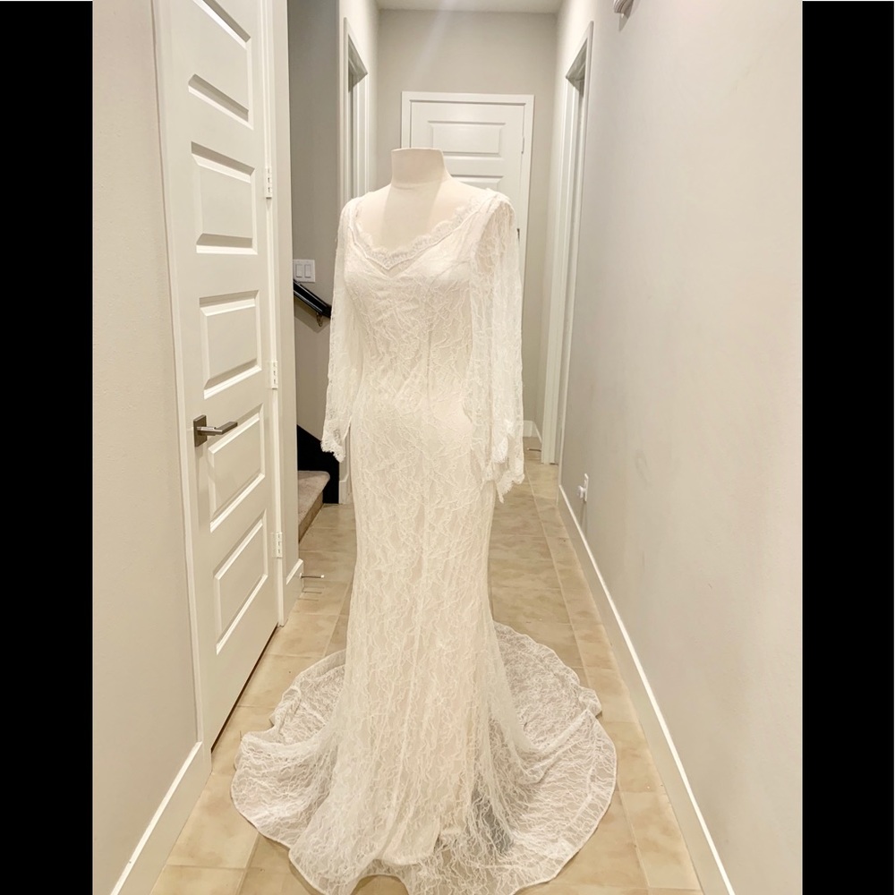 Olia Zavozina silk lace long sleeves wedding gown